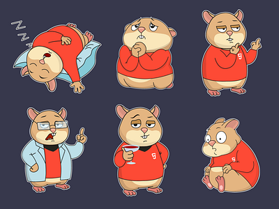 Hamster telegram stickers set | illustration