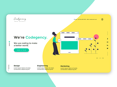 Codagency - One Landing Page for web agency algeria branding branding design clean design illustration logo typography ui ux web web deisgn