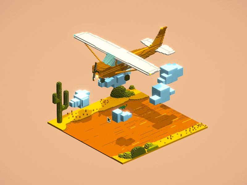 Cessna 172 voxel art 3d cessna illustration plane voxels