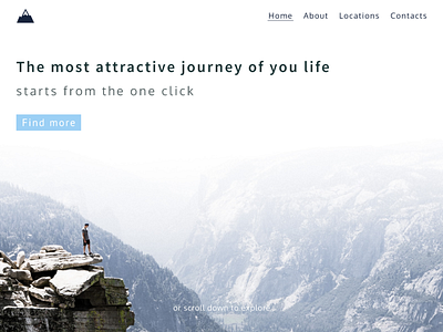 First screen of landing page about travel for #dailyUI