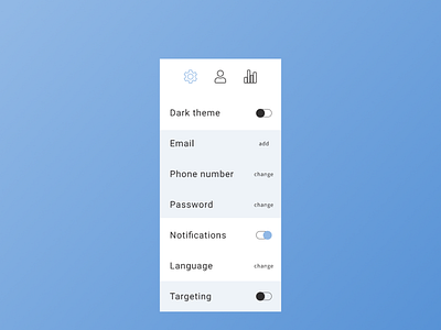 Account settings for daily UI daily ui daily ui 007 dailyui design material icons minimalism ui ux