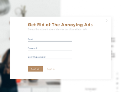 Pop-up / overlay daily ui daily ui 016 dailyui minimalism minimalist design overlay pop up sign up ui ux