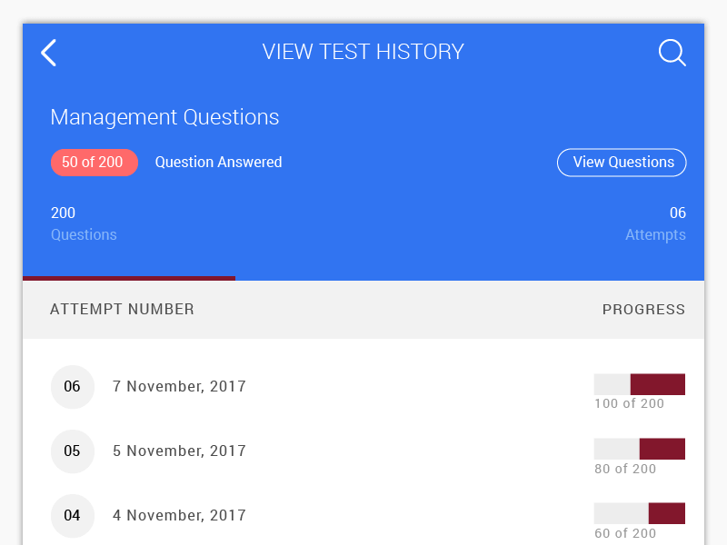 View Test History by Mostaque Ahammed Maq on Dribbble