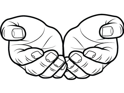 Outstretched Hands Vector Image drawing hands illustration monochrome vector