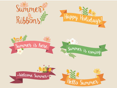 Summer Banners Vector Image banner decoration drawing holiday illustration ribbon summer vector