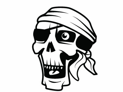 Pirate Skull Vector Art drawing illustration monochrome pirate skull vector