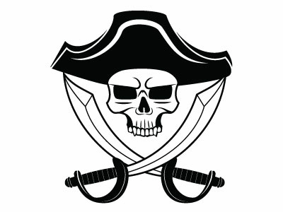 Pirate Skull Vector Art drawing illustration monochrome pirate vector