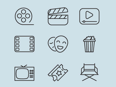 Movie icons vector pack film icons illustration movie symbols vector
