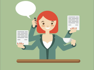 Woman Multitasking Vector Image people work multitasking business woman drawing vector illustration