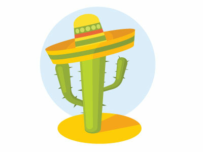 Desert Cactus Vector Image cactus desert illustration mexico plant sombrero vector