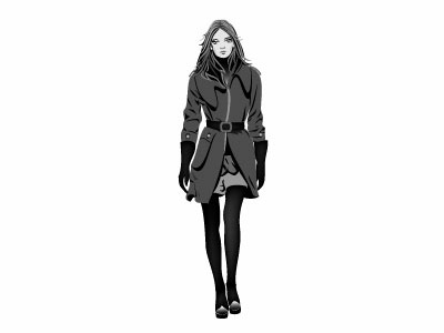 Fashionable Girl Vector Art drawing fashion girl illustration lady model monochrome vector