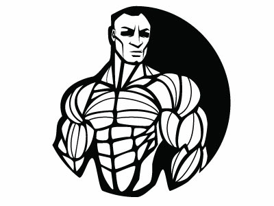 Muscular Guy Vector Image bodybuilding drawing fitness gym illustration monochrome vector