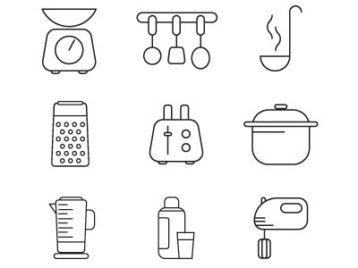 Kitchen Vector Icons drawing icons illustration monochrome vector