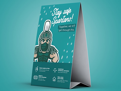 Sparty physical distancing and safety table tent concept concept design illustration illustrator layoutdesign msu print sparty