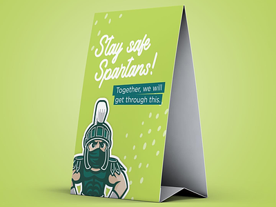 Sparty physical distancing table tent concept concept design graphic illustration illustrator michiganmade msu safety sparty