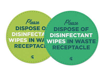Disinfectant wipes branding circle communications decal messaging msu safety sticker sticker design stickers text typography
