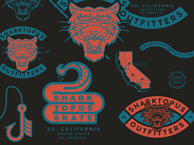 Sharktopus Outfitters branding branding design california color decals design flash flash sheet icon illustration illustrator logo stickers vinyl