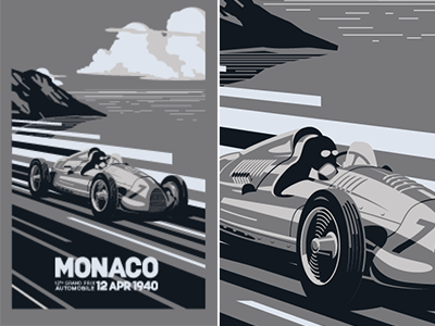 Monaco Poster automotive poster race car racecar screen print