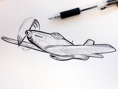 P-51 mustang hand drawn p 51 pen plane sketch