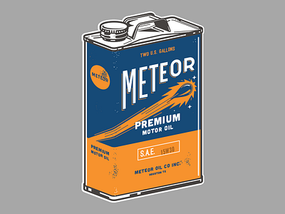 Meteor Oilcan 2 automotive meteor oil can oilcan retro screenprint vintage