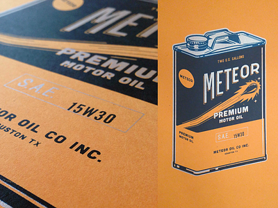 Meteor Oil can print garage meteor oil can retro screen print vintage