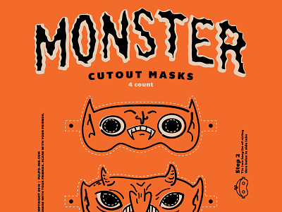 Masks cutouts halloween illustrations masks monsters poster