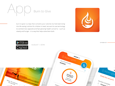 Burn to Give versión 1.0 app mobile ui ux