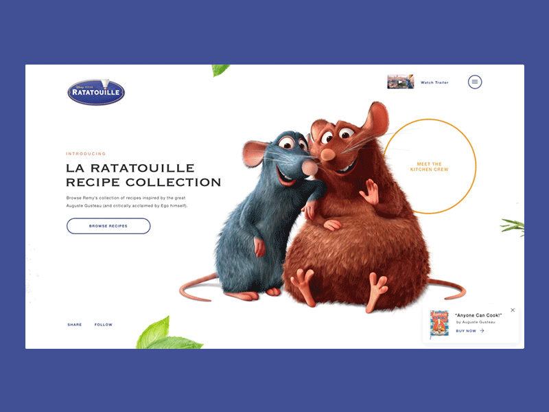 Ratatouille Website Concept after affects animation design disney ux ux design visual design website animation website design