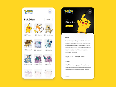 Pokédex design mobile design pokemon ux visual design website design