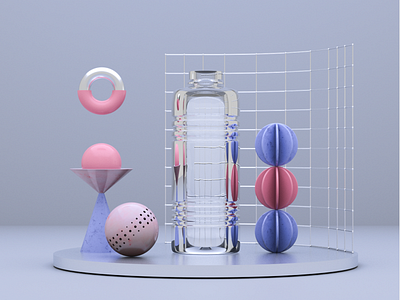 3D Bottle 3d 3d shapes bottle cinema4d design designer illustration ui ui design water