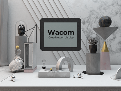 Wacom tablet 3d 3d scene 3d shape banner branding cinema 4d cinema4d design illustration tablet wacom wacom tablet