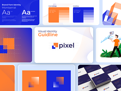 Visual Identity guideline of Pixel brand design brand guideline book brand guideline book brand identity brand identity developer branding illustraion logo logotype negative space logo p logo pixel logo vector visual art visual design visual identity