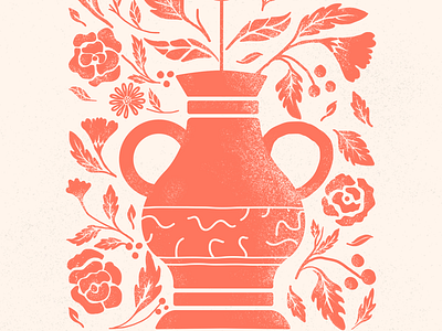 Oh hey dribbble floral illustration texture two tone