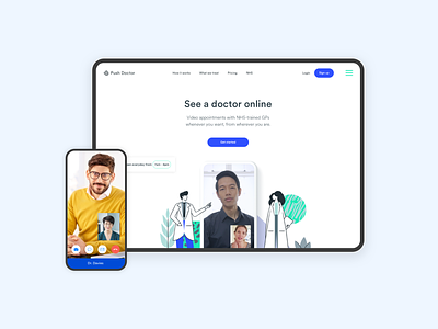 Push Doctor - new homepage clean ui healthcare homepage illustration product design startup ui ui design video chat