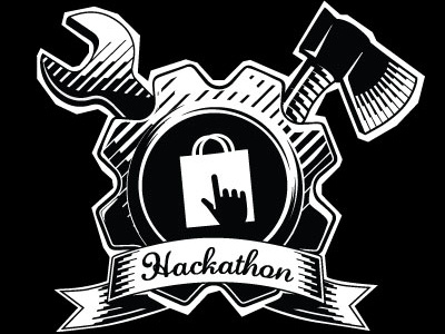 Hackathon bw logo prestashop woodcut