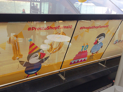 PrestaShopDay Paris 2017 - 10years 10years illustrator puffin sticker vitrophanie window