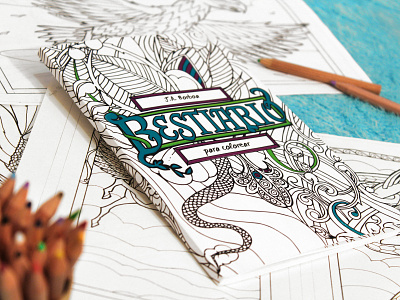 Bestiary coloring book illustration vector