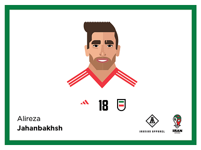 Jahanbakhsh character fifa football illustration iran jahanbakhsh jersey player soccer vector world cup