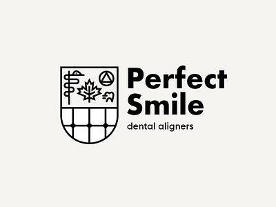 Perfect Smile Dental Aligners aligner branding canada crest dental dentist logo meidcal outline shield tooth