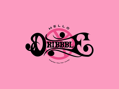 Hello Dribbble design illustration invitation letter lettering logo typography