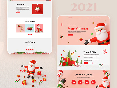 Christmas Landing Page Template 2021 agency landing page branding christmas clean ui colorful happy new year header exploration icon illustration landing page landing page design popular shot typography ui ux website concept website design website theme