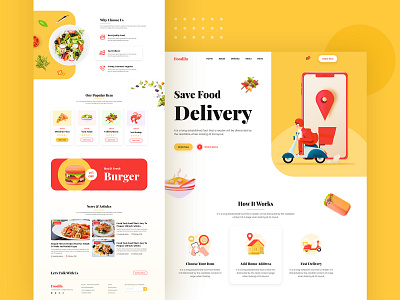 Food Delivery - Web Design agency landing page apps design best shot clean ui colorful dashboard delivery app food app food delivery app food delivery website foodie header exploration landing page design trendy design ui ux web design concept website design