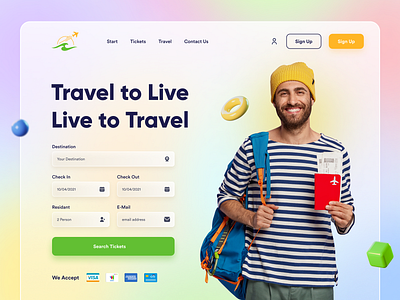 Travel Ticket Booking Web UI Exploration 2021 trend agency landing page apps screen colorful ecommerce elearning header exploration landing page landing page design landingpage online popular shot ticket booking travel travel app travel website ui ui design website concept website design