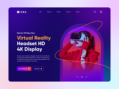 Virtual Reality Headset Landing Page Header 2021 trend agency landing page clean ui ecommerce header exploration homepage landing landing page design landing page ui landingpage online shop online store shop page ui virtual reality landing page vr landing page vr shop website design website header