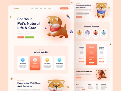 Pet Care Landing Page🐾 branding clean ui ecommerce header exploration health care homepage landing landing page landing page design pet pet app pet care pet care website pet health pet shop shopify ui ux website design websitedesign