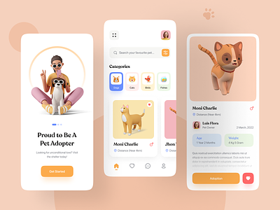Pet Adoption Mobile App UI