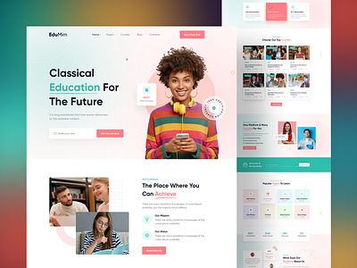 Educational Website Design agency banner best shot 2022 clean ui colorful courses education landing page educational educational website elearning landing landing page design landingpage online learning themeforest trendy ui uiux ux website design