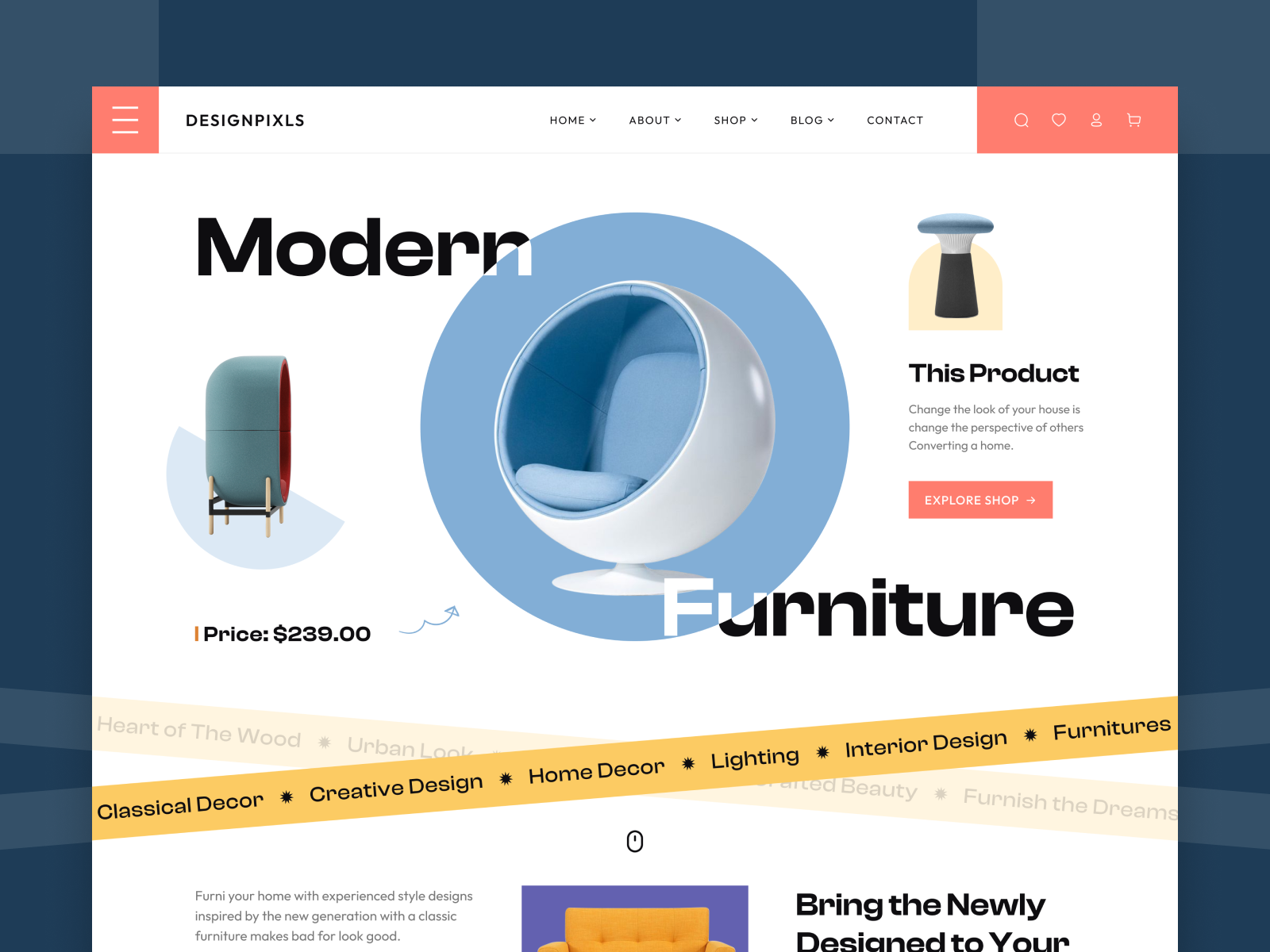 Furniture Shop Website Landing Page Design by Md Shamim Hossain on Dribbble