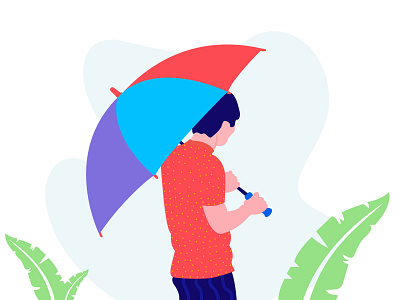 Boy with umbrella illustration boy design illustration rainy umbrella vector