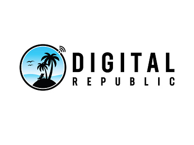 Digital Republic Logo awesome beach creative design icon illustrator logo makelogo palmtree unique vector